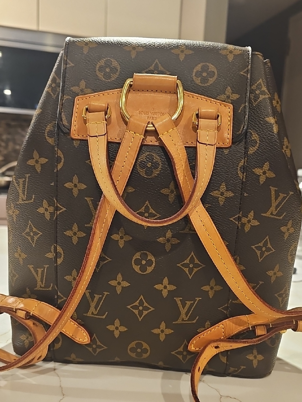 Louis Vuitton Monogram Canvas Drawstring Backpack in Brown & Tan - Picture 6 of 7
